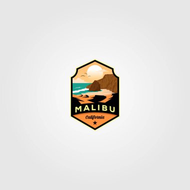 Malibu California plajı logo vektör çizimi tasarımı