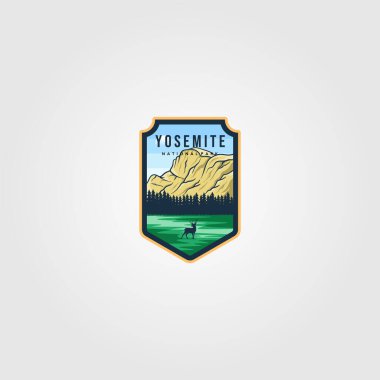 Yosemite Ulusal Park logosu açık hava vektör illüstrasyon tasarımı