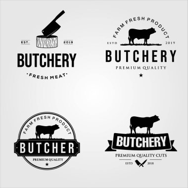 Klasik kasap logosu vektör illüstrasyon tasarımı