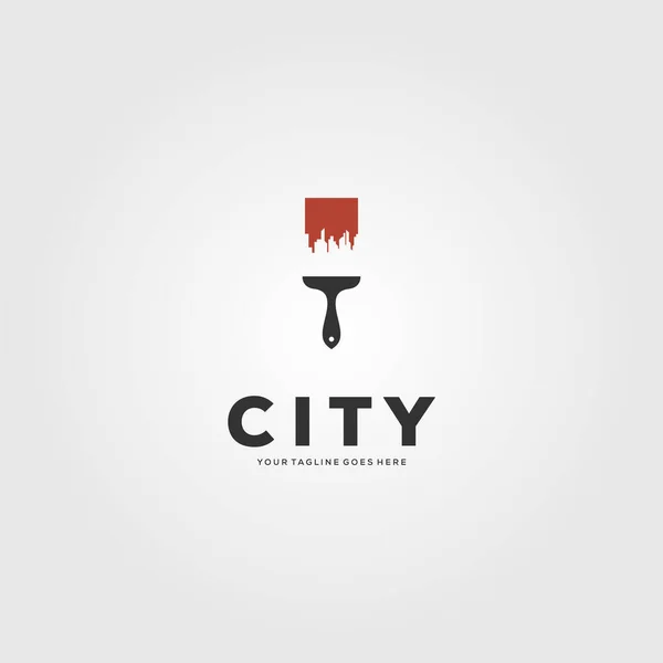 Stad Byggnad Borste Kreativ Logotyp Vektor Illustration Design — Stock vektor