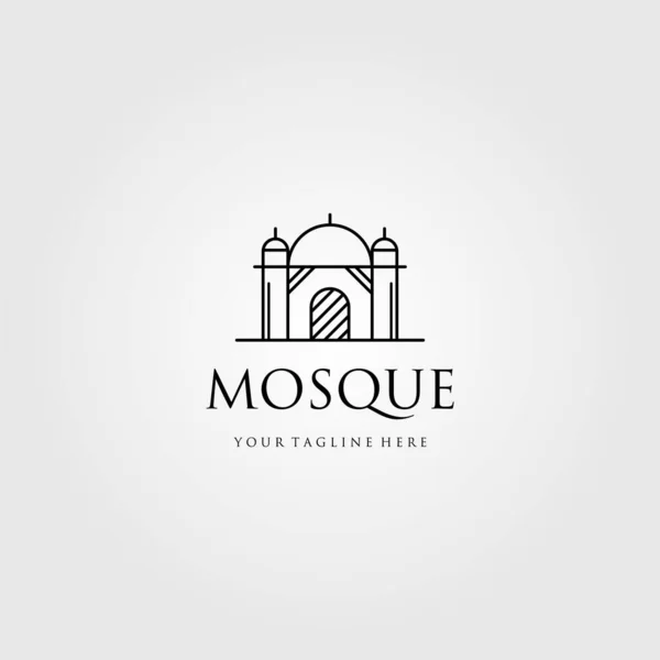 Mosque Logo Line Art Vector Icon Illustration Design — Stock Vector