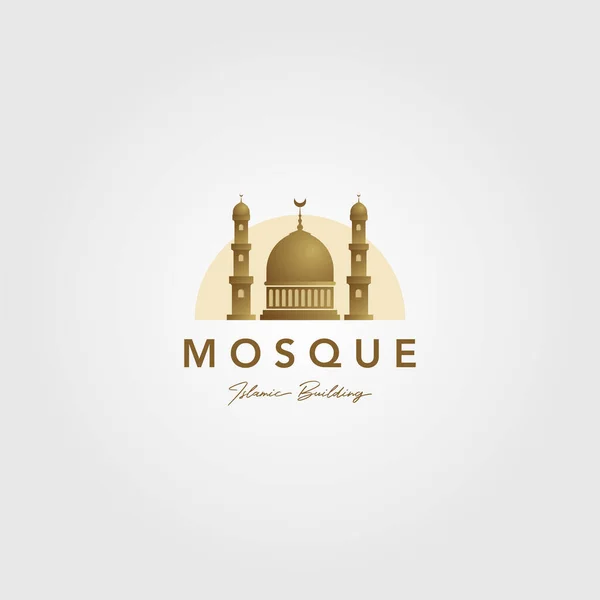 Mosque Logo Islamic Symbol Gold Color Minimalist Vector Icon Illustration — Stock Vector