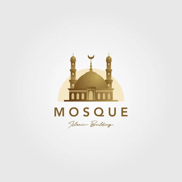 Mosque Logo Islamic Symbol Gold Color Minimalist Vector Icon Illustration — Stock Vector