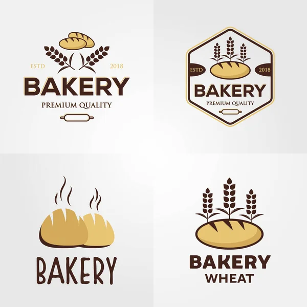 Vintage Bakery Logo Set Vector Illustration Design — стоковый вектор