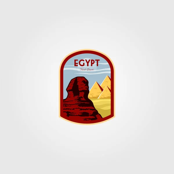 Великий Сфінкс Єгиптянина Логотипом Гізи Пірамідою Векторні Ілюстрації Фоні — стоковий вектор