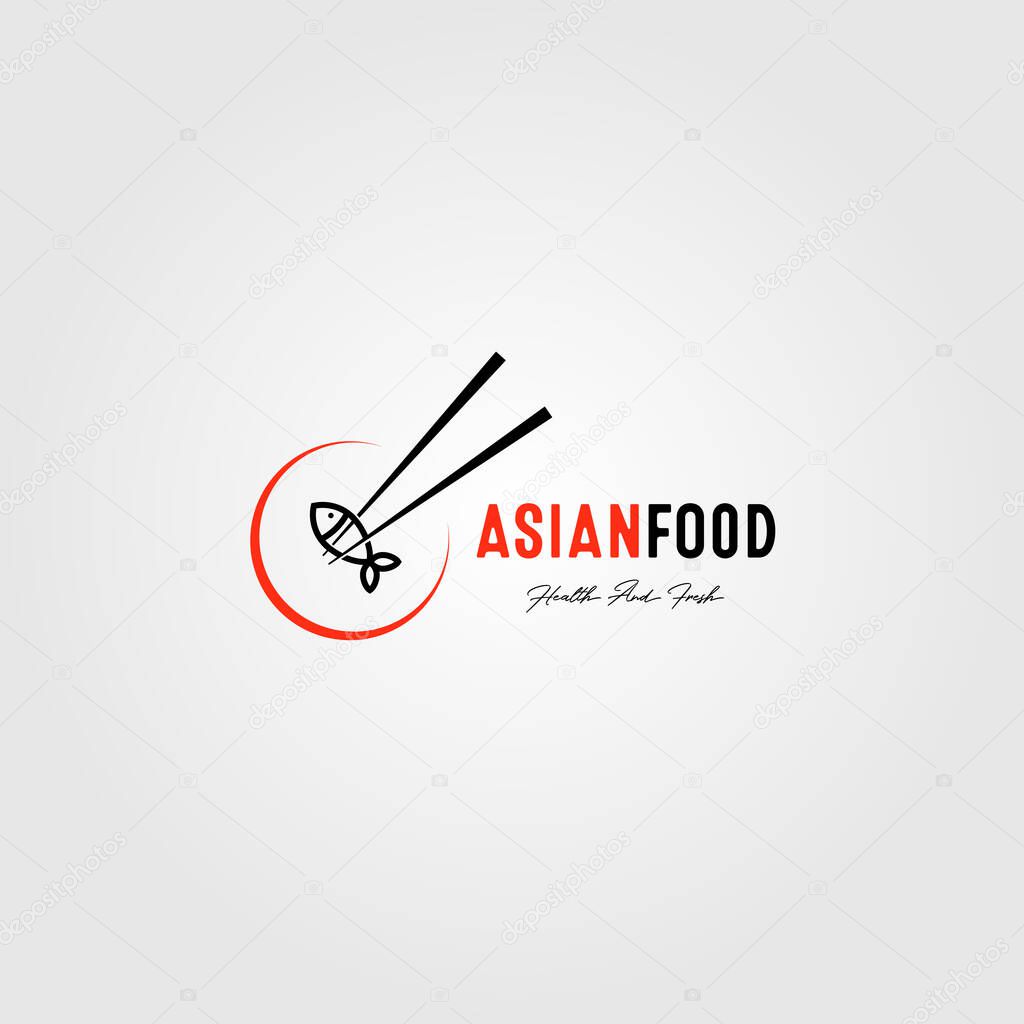 Asian food logo fresh fish vector illustration design