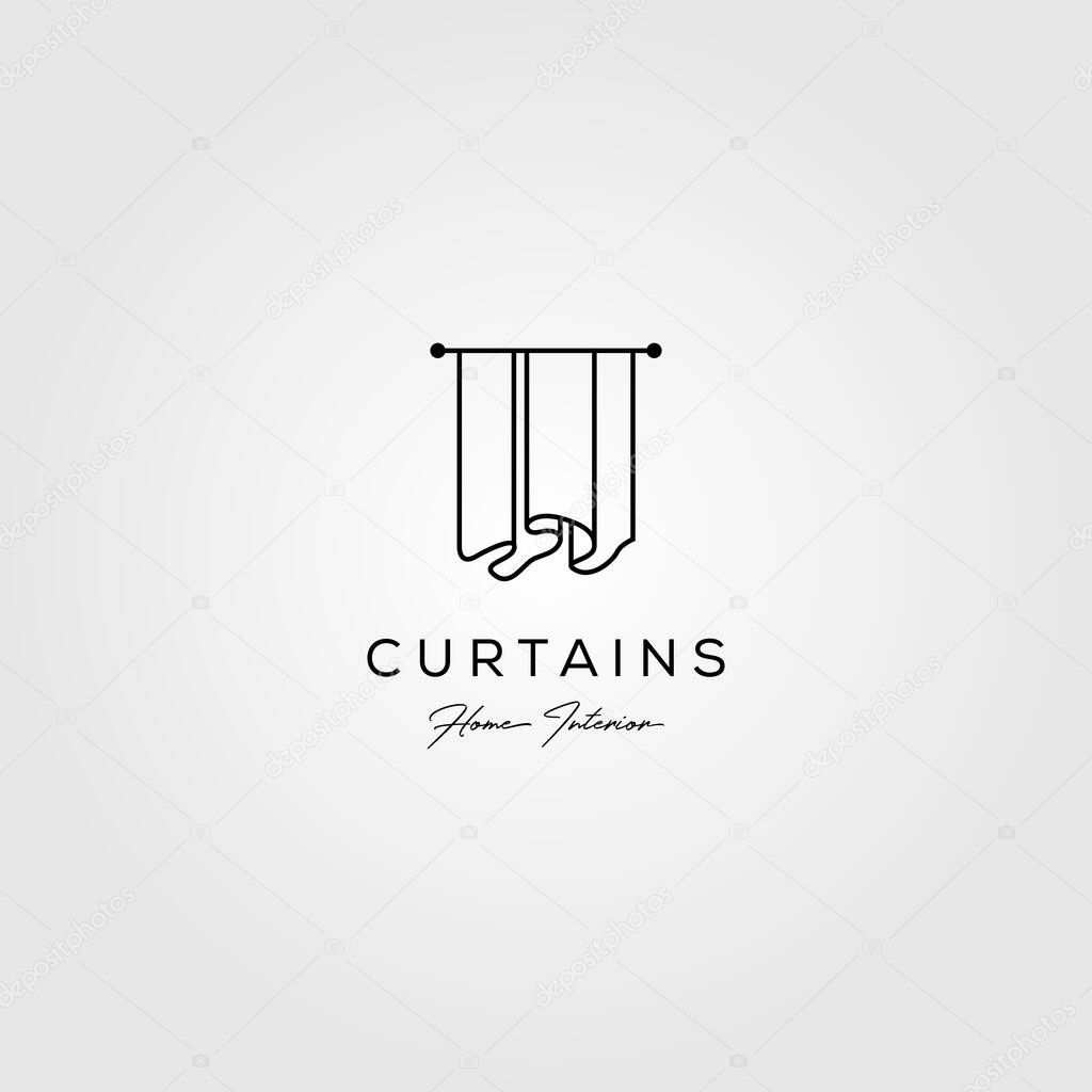 line art curtains logo simple vector illustration design