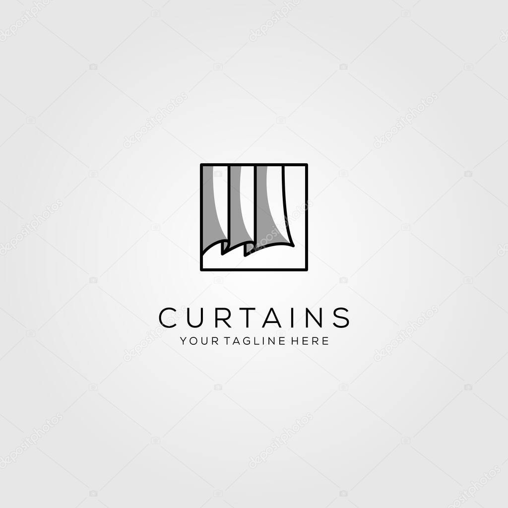 Line art curtains logo simple vector illustration design