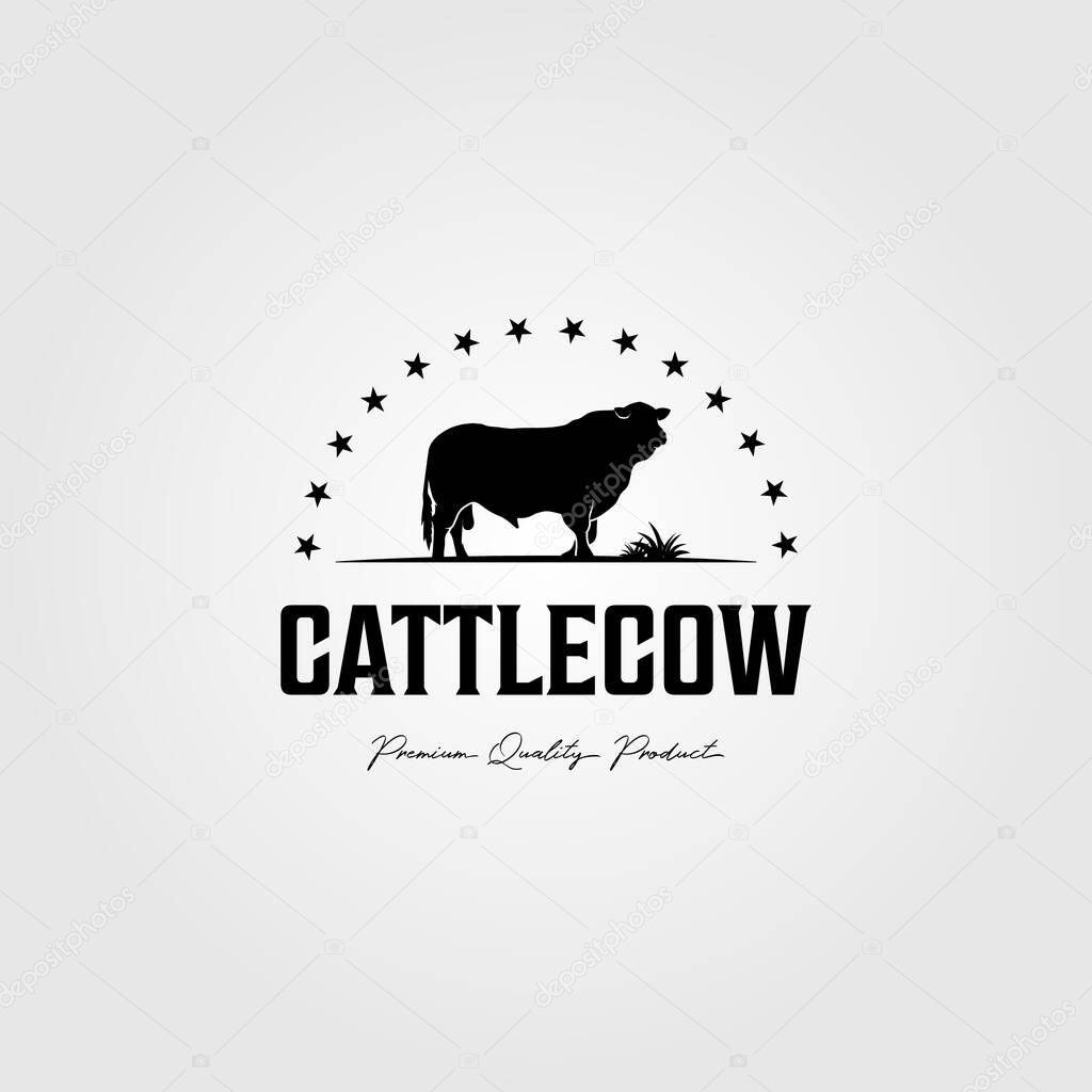 vintage cattle cow farm logo vector illustration design