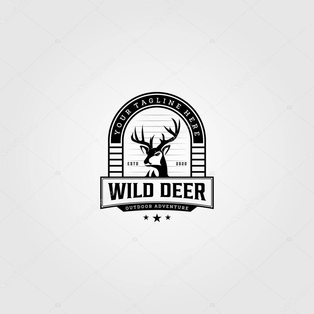 vintage wild deer logo vector illustration design