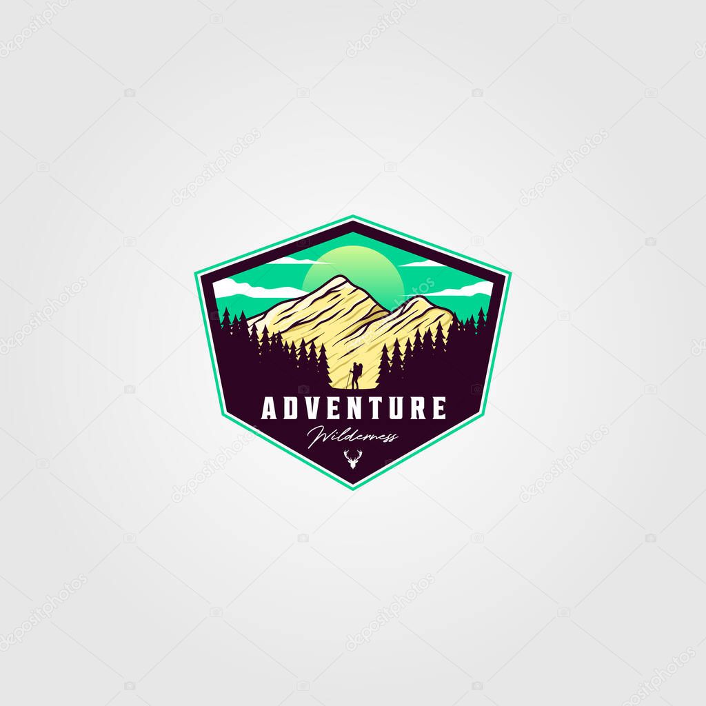 Adventure travel badge vintage logo vector illustration