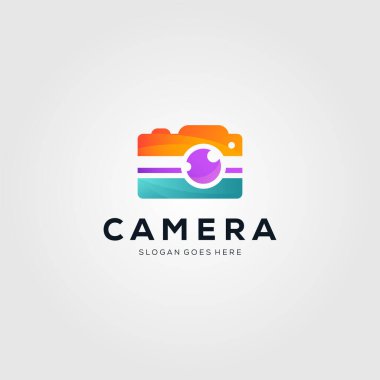 renkli kamera fotoğrafçılık logosu vektör illüstrasyon tasarımı