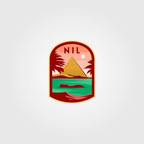 Nile Ποτάμι Λογότυπο Πυραμίδα Διάνυσμα Εικονογράφηση Σχεδιασμό — Διανυσματικό Αρχείο