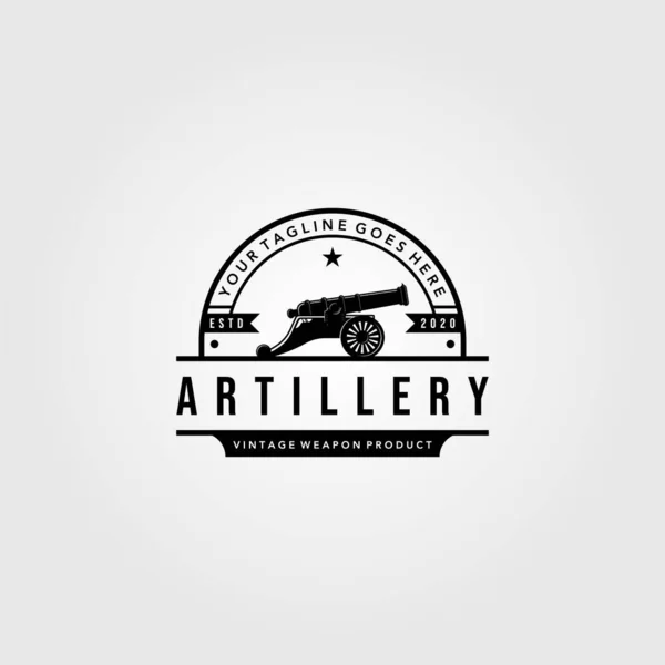 Artyleria Logo Vintage Ilustracja Projekt Armata Odznaka Koncepcja Premium Vector — Wektor stockowy