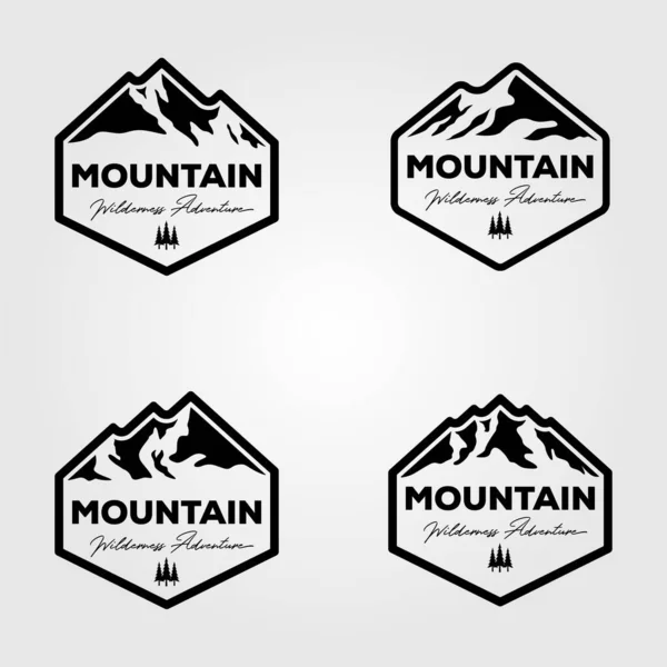 Σύνολο Vintage Ορεινή Περιπέτεια Υπαίθρια Λογότυπο Διάνυσμα Εικονογράφηση — Διανυσματικό Αρχείο