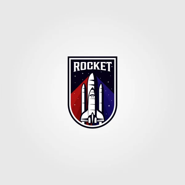 Vintage Rocket Space Shuttle Logo Vector Badge Illustration — стоковый вектор