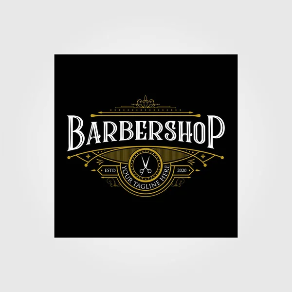 Design Del Logo Vintage Del Barbiere Vintage Lettering Premium Illustrazione — Vettoriale Stock