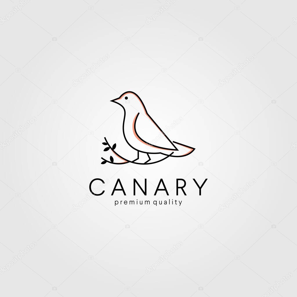 Line art canary bird on root logo vector icon illustration