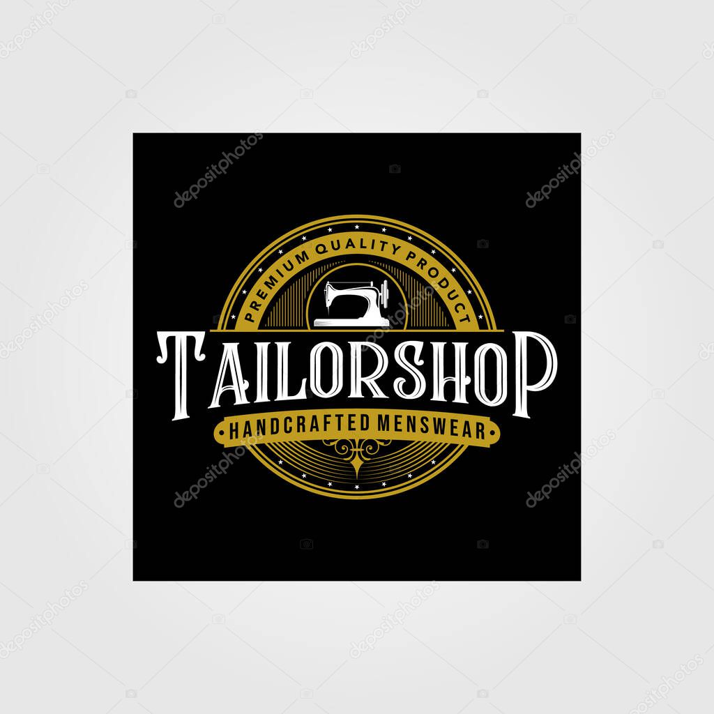 tailor shop vintage logo premium vector tattoo typography design