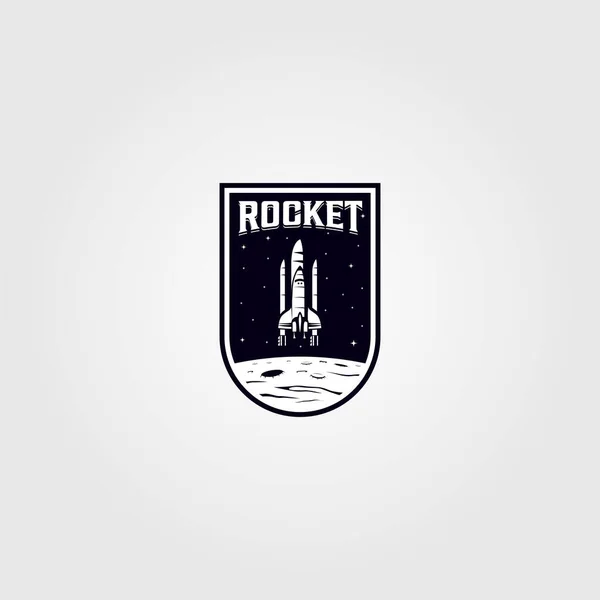 Vintage Rocket Space Shuttle Logo Vector Badge Illustration — стоковый вектор