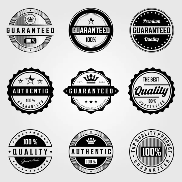 Zestaw Vintage Premium Retro Premium Gwarantowane Odznaki Logo Ilustracja Wektor — Wektor stockowy