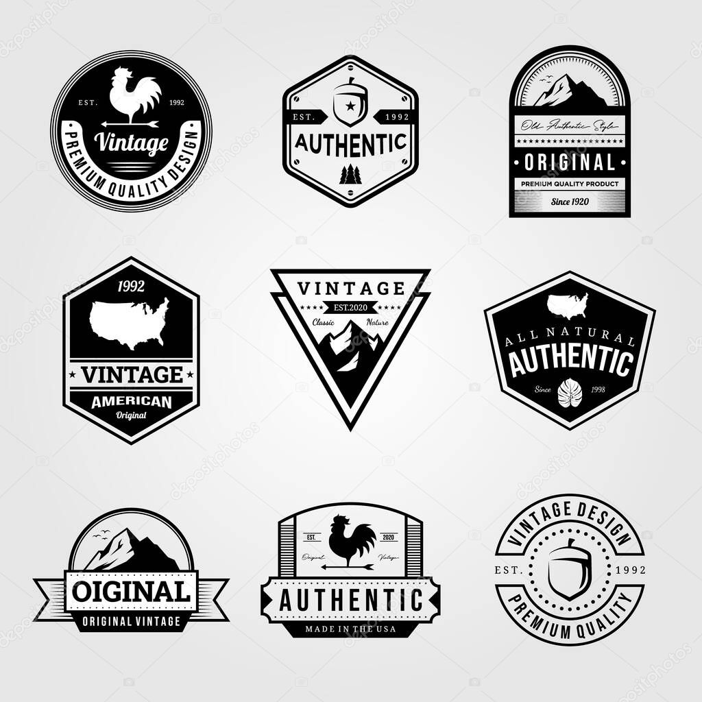 set of vintage retro badge premium logo bundles vector illustration design