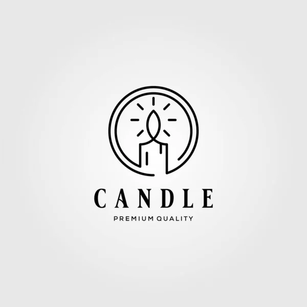 Line Art Candle Light Vintage Flame Logo Design Illustration — Stockový vektor