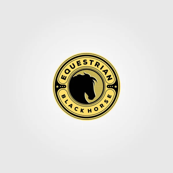 ヴィンテージ乗馬黒馬のロゴベクトルイラストデザイン — ストックベクタ