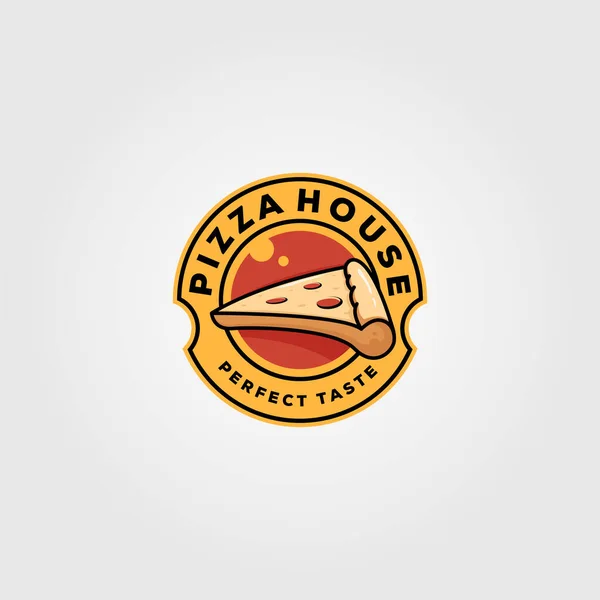 Pizza Ház Vintage Logó Élelmiszer Vektor Illusztráció Tervezés — Stock Vector