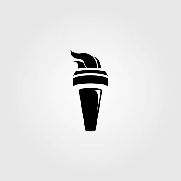 Schwarze Taschenlampe Mit Feuer Logo Vektor Illustration Design — Stockvektor