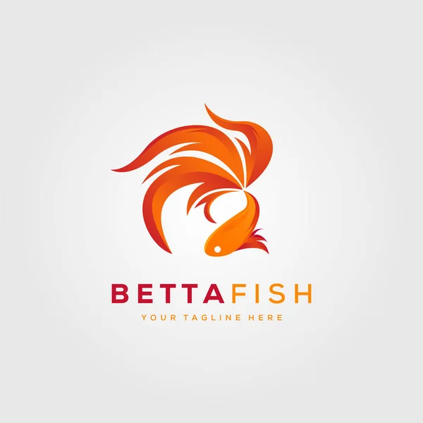 Betta Balığı Ateşler Modern Logo Vektör Çizimi Tasarımı — Stok Vektör