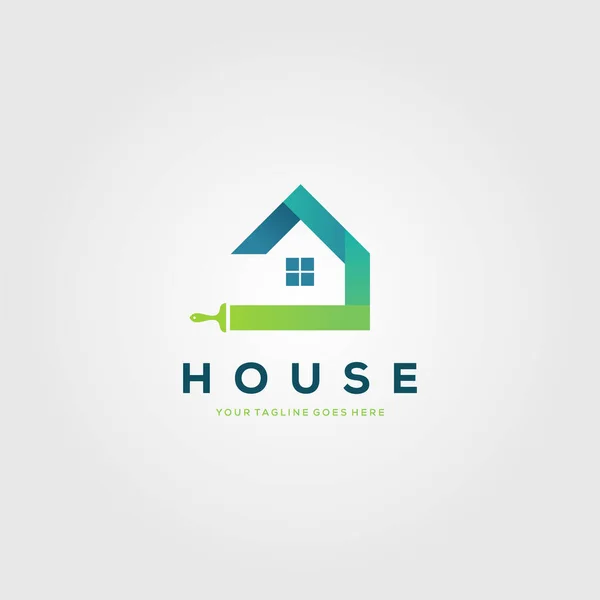 Kleurrijke Verf Huis Borstels Logo Creatieve Slimme Vector Illustratie — Stockvector