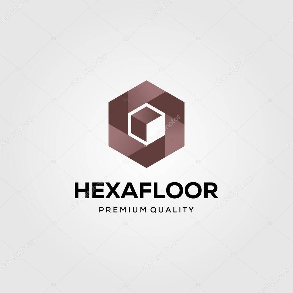 Hexagon parquet flooring vinyl logo vector illustration