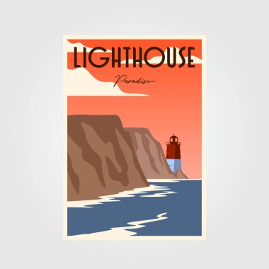 deniz feneri poster klasik minimalist illüstrasyon tasarımı