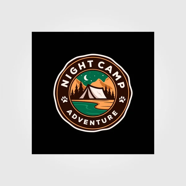 Ночной Лагерь Приключений Логотип Наружного Векторного Дизайна Эмблемы — стоковый вектор