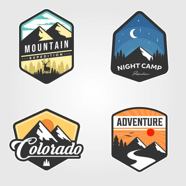 Conjunto Aventura Viaje Logo Vector Diseño Ilustración Aire Libre — Archivo Imágenes Vectoriales