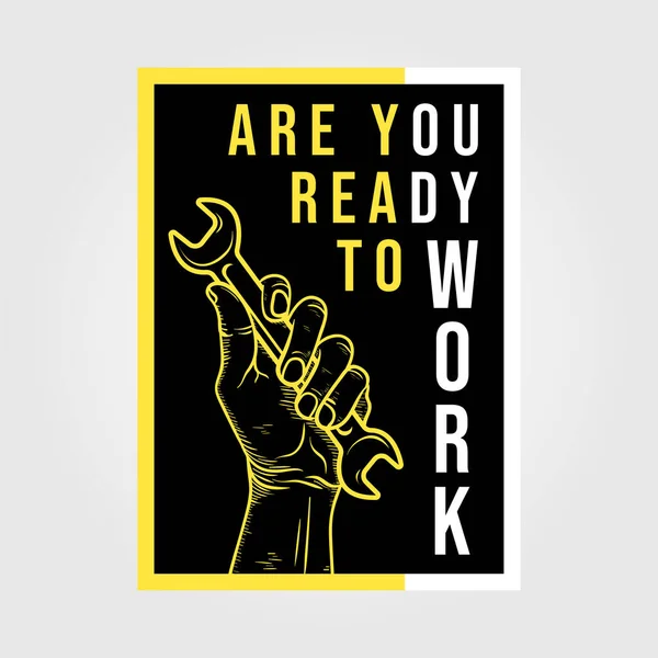 You Ready Work Minimalist Poster Vintage Vector Illustration Design — Stock Vector