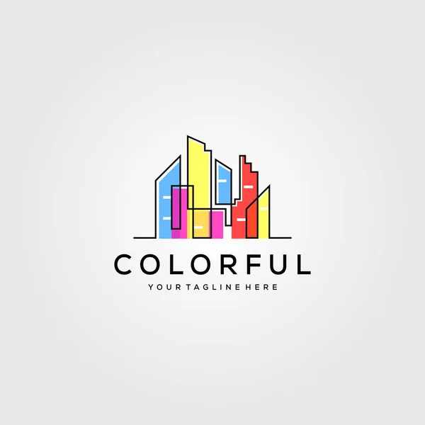 Diseño Colorido Ilustración Del Logotipo Del Edificio — Vector de stock