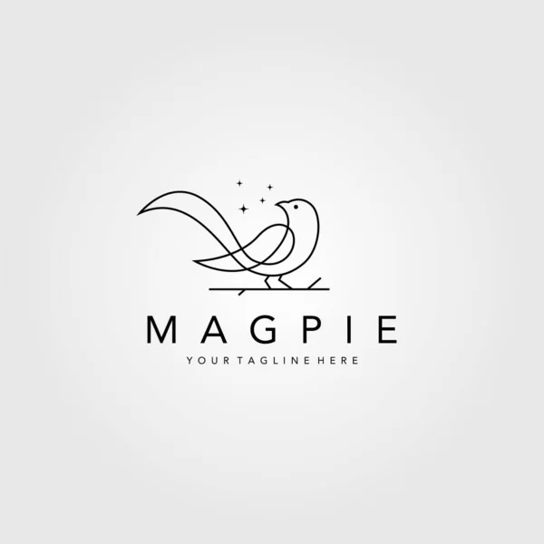 Ligne Art Magpie Oiseau Logo Vecteur Symbole Illustration Conception — Image vectorielle