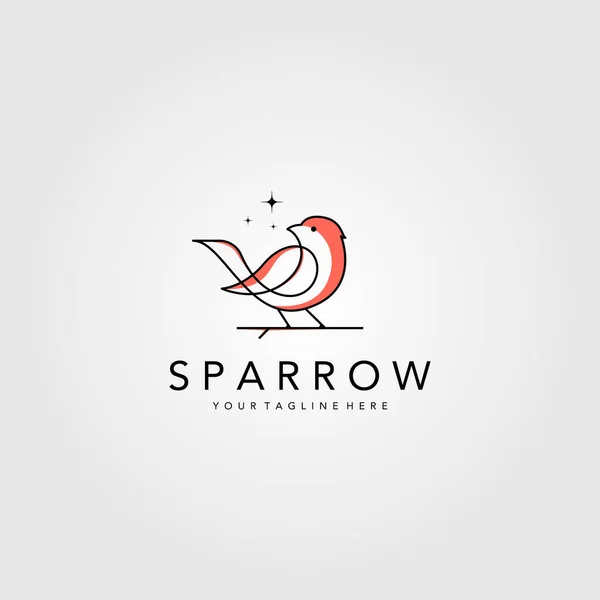 Line Art Sparrow Bird Logo Vector Illustration Design Minimalist Bird — Stock Vector