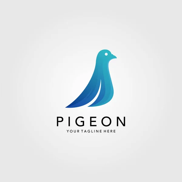 Pigeon Oiseau Minimaliste Logo Vectoriel Illustration Design Oiseau Bleu Icône — Image vectorielle