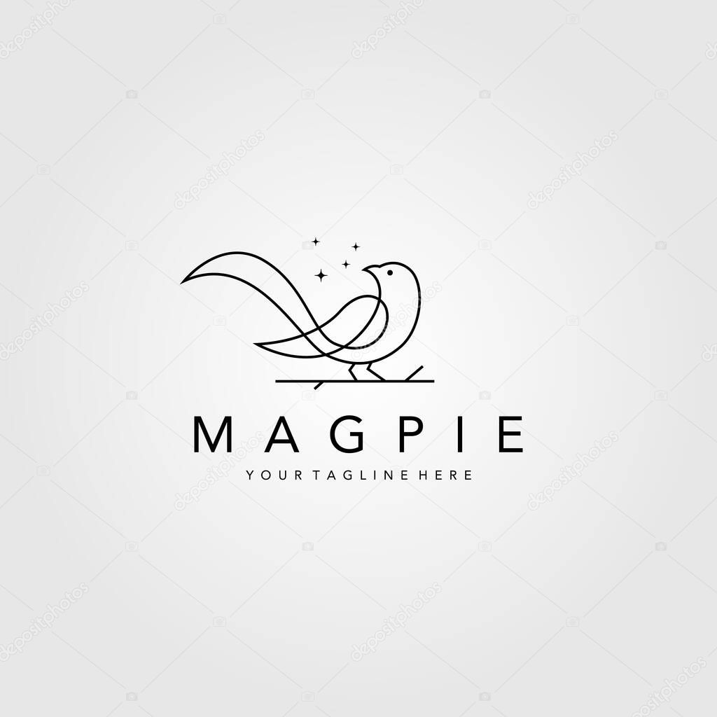 Line art magpie bird logo vector symbol illustration design