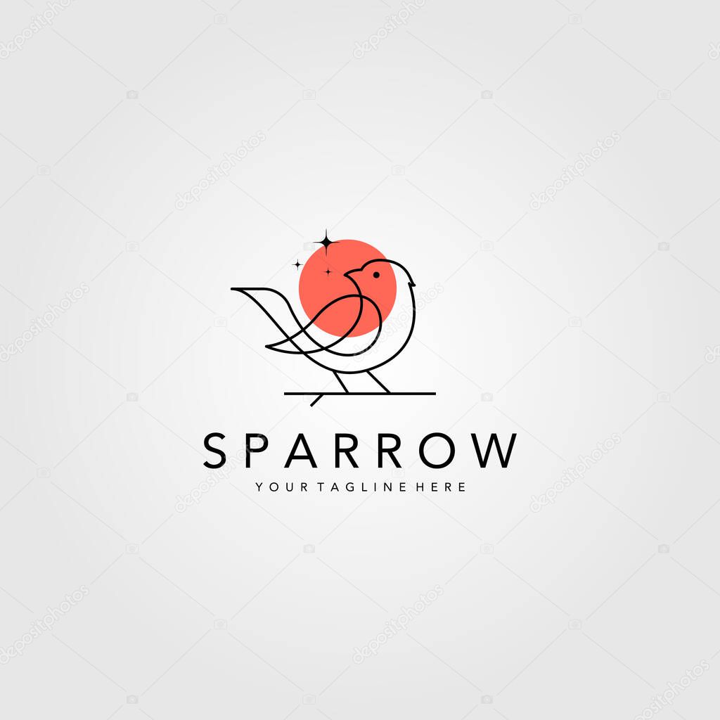 Line art sparrow bird logo vector illustration design, minimalist bird icon symbol