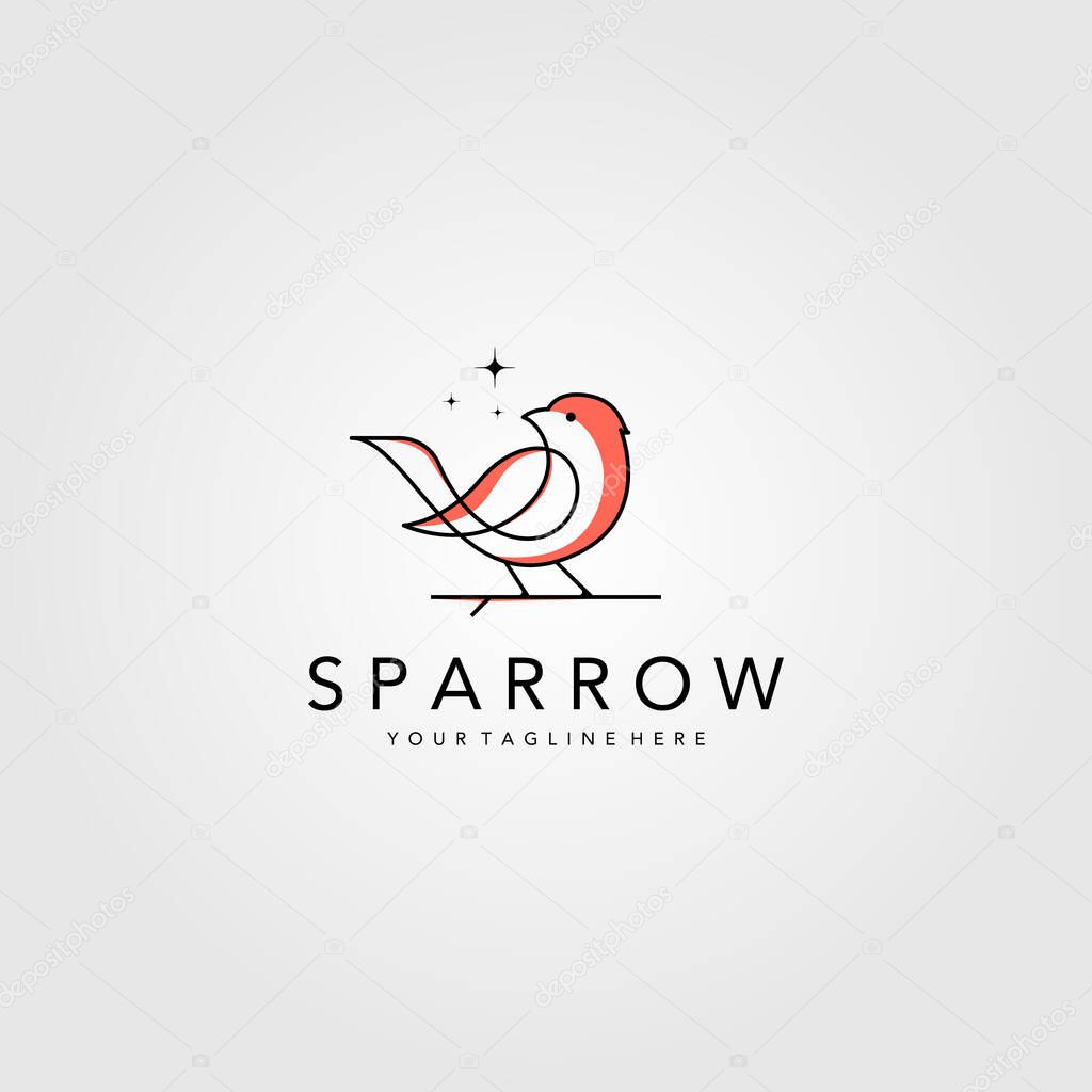 Line art sparrow bird logo vector illustration design, minimalist bird icon symbol