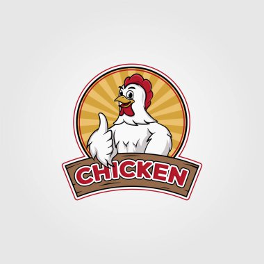 Tavuk logosu tasarımı, rozet tasarımı üzerine tavuk çizgi filmi