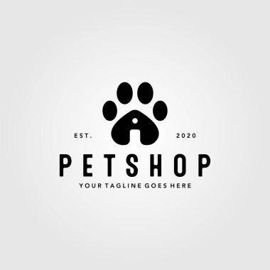 Pet shop logo vektör çizimi, klasik evcil hayvan evi yaratıcı logo tasarımı