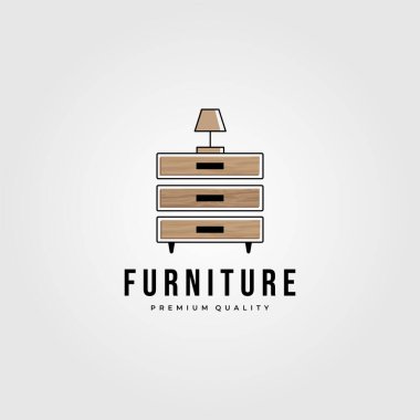 Çekmece mobilya hardwood logo vektör illüstrasyon tasarımı, mobilya minimalist logo tasarımı