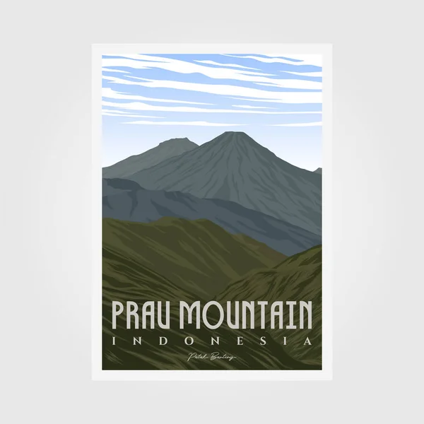 Prau Mountain Camp Vintage Poster Illustration Design Outdoor Poster Design — Stockvektor