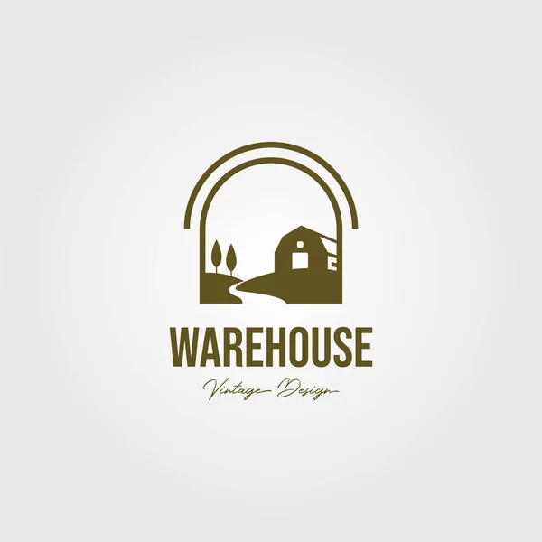 Creek Barn Logo Vector Design Vintage Warehouse Vector Logo Design — Stock Vector