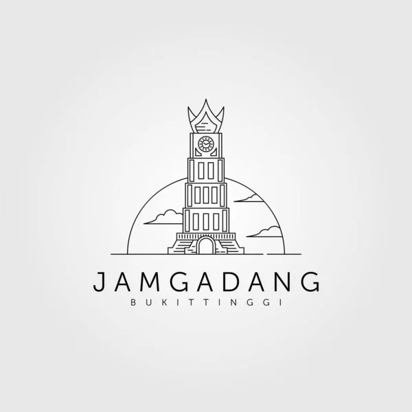 Jam Gadang Linha Arte Logotipo Vetor Ilustração Design Jam Gadang —  Vetores de Stock